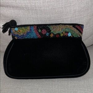 Inge Christopher Black Beaded Clutch